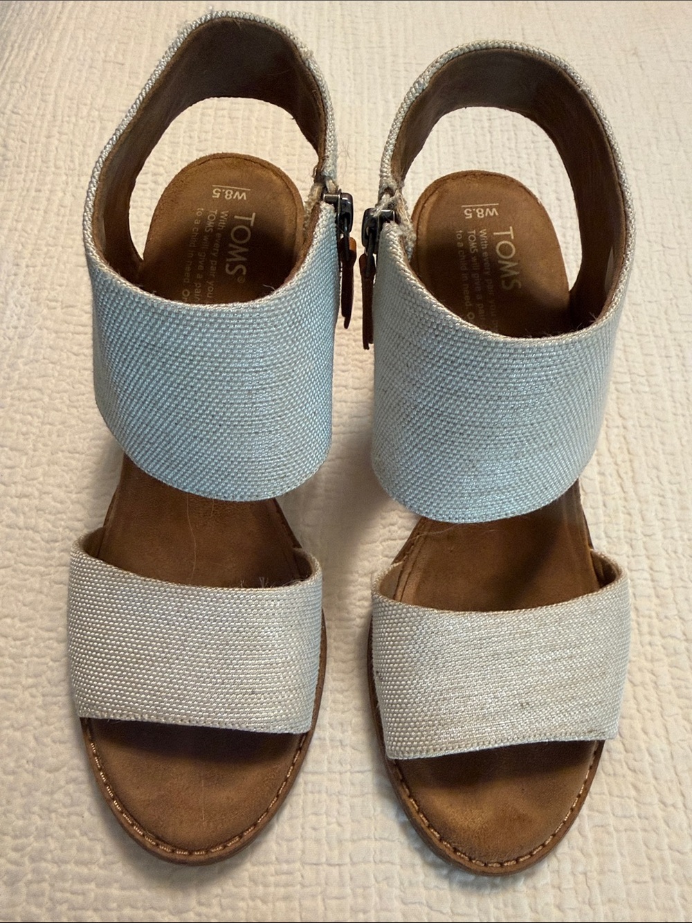 TOMS Cream Linen And Suede Majorca Sandals